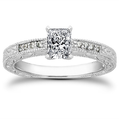 Pave Set Antique Diamond Bridal Ring (0.06 ct.tw.) - view 17