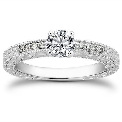 Pave Set Antique Diamond Bridal Ring (0.06 ct.tw.) - view 1