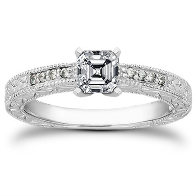 Pave Set Antique Diamond Bridal Ring (0.06 ct.tw.) - view 15