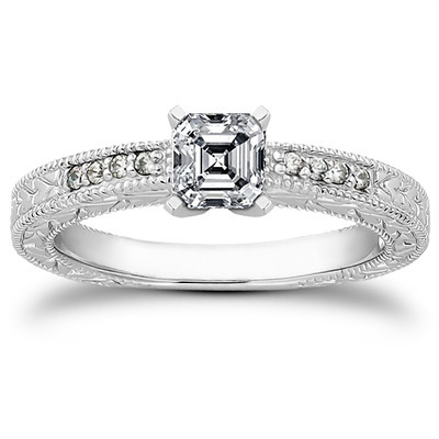 Pave Set Antique Diamond Bridal Ring (0.06 ct.tw.) - view 15 of 30