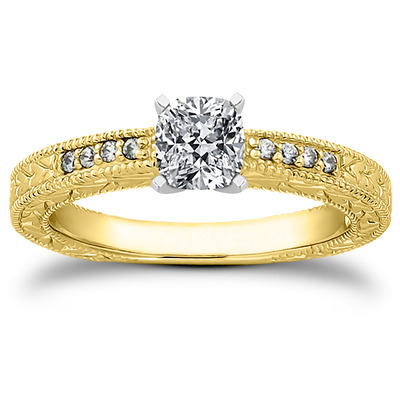 Pave Set Antique Diamond Bridal Ring (0.06 ct.tw.) - view 13