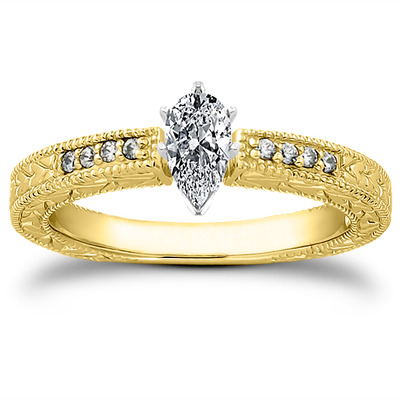 Pave Set Antique Diamond Bridal Ring (0.06 ct.tw.) - view 8