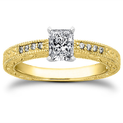 Pave Set Antique Diamond Bridal Ring (0.06 ct.tw.) - view 6