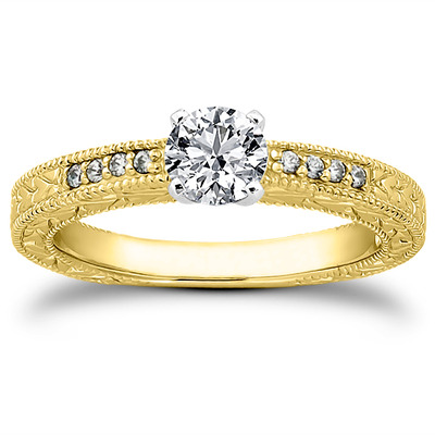 Pave Set Antique Diamond Bridal Ring (0.06 ct.tw.) - view 5