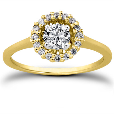 Round Brilliant Halo Engagement Ring (0.16 t.c.w.) - view 3