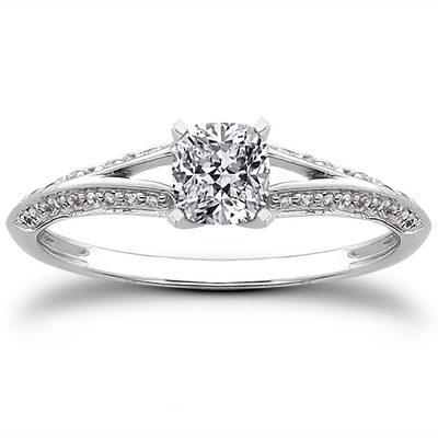 Pave Set Split Shank Diamond Bridal Ring (0.18 t.c.w.) - view 22