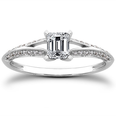 Pave Set Split Shank Diamond Bridal Ring (0.18 t.c.w.) - view 21