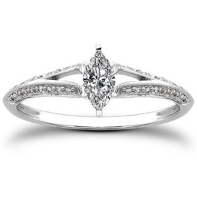 Pave Set Split Shank Diamond Bridal Ring (0.18 t.c.w.) - view 19