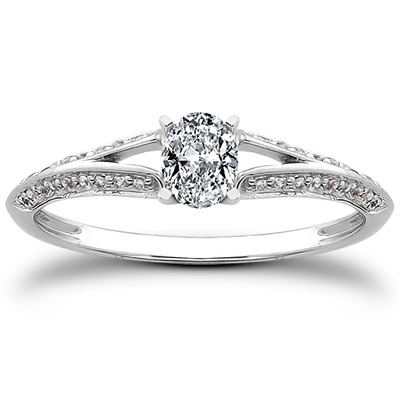 Pave Set Split Shank Diamond Bridal Ring (0.18 t.c.w.) - view 18