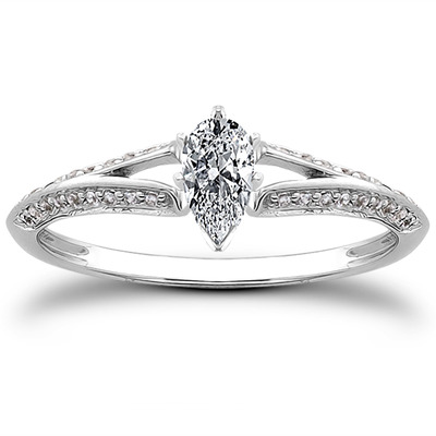 Pave Set Split Shank Diamond Bridal Ring (0.18 t.c.w.) - view 17