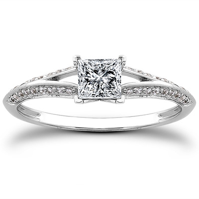 Pave Set Split Shank Diamond Bridal Ring (0.18 t.c.w.) - view 16