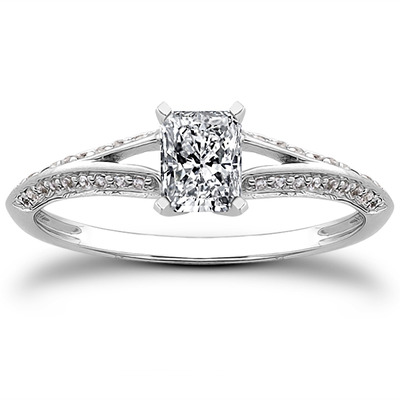 Pave Set Split Shank Diamond Bridal Ring (0.18 t.c.w.) - view 1