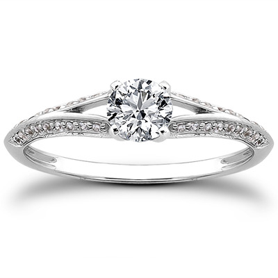 Pave Set Split Shank Diamond Bridal Ring (0.18 t.c.w.) - view 14