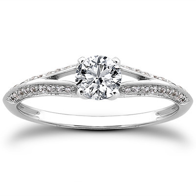 Pave Set Split Shank Diamond Bridal Ring (0.18 t.c.w.) - view 14 of 28