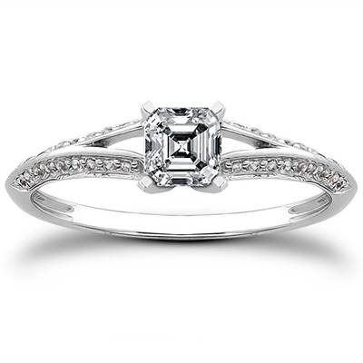 Pave Set Split Shank Diamond Bridal Ring (0.18 t.c.w.) - view 13