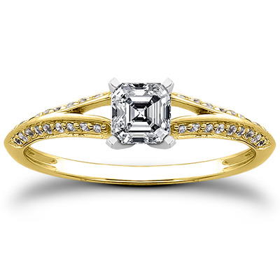 Pave Set Split Shank Diamond Bridal Ring (0.18 t.c.w.) - view 2