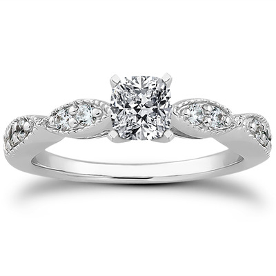 Fancy Shank Petite Diamond Engagement Ring  (0.20 t.c.w.) - view 22