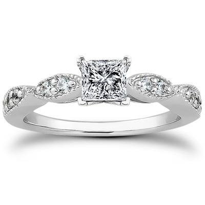 Fancy Shank Petite Diamond Engagement Ring  (0.20 t.c.w.) - view 16