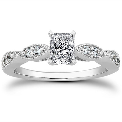 Fancy Shank Petite Diamond Engagement Ring  (0.20 t.c.w.) - view 1