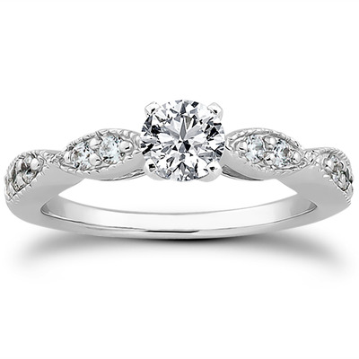 Fancy Shank Petite Diamond Engagement Ring  (0.20 t.c.w.) - view 14