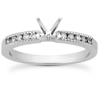 Mill Grained Channel Set Diamond Bridal Ring (0.15 t.c.w.) - view 23