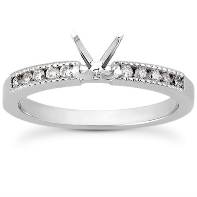 Mill Grained Channel Set Diamond Bridal Ring (0.15 t.c.w.) - view 23 of 28