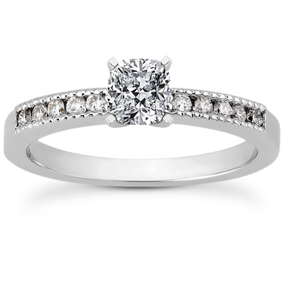 Mill Grained Channel Set Diamond Bridal Ring (0.15 t.c.w.) - view 22