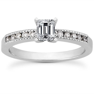 Mill Grained Channel Set Diamond Bridal Ring (0.15 t.c.w.) - view 21