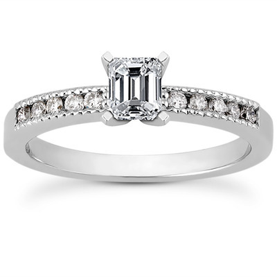 Mill Grained Channel Set Diamond Bridal Ring (0.15 t.c.w.) - view 21 of 28