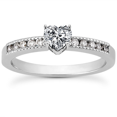 Mill Grained Channel Set Diamond Bridal Ring (0.15 t.c.w.) - view 20