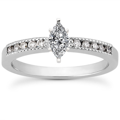 Mill Grained Channel Set Diamond Bridal Ring (0.15 t.c.w.) - view 19