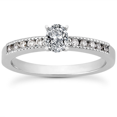 Mill Grained Channel Set Diamond Bridal Ring (0.15 t.c.w.) - view 18