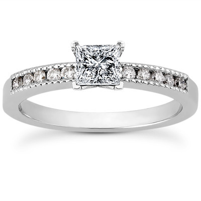 Mill Grained Channel Set Diamond Bridal Ring (0.15 t.c.w.) - view 16 of 28