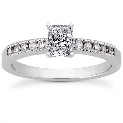 Mill Grained Channel Set Diamond Bridal Ring (0.15 t.c.w.) - view 1