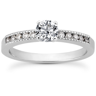 Mill Grained Channel Set Diamond Bridal Ring (0.15 t.c.w.) - view 14