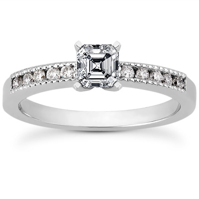 Mill Grained Channel Set Diamond Bridal Ring (0.15 t.c.w.) - view 13