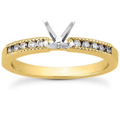 Mill Grained Channel Set Diamond Bridal Ring (0.15 t.c.w.) - view 12