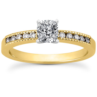 Mill Grained Channel Set Diamond Bridal Ring (0.15 t.c.w.) - view 11