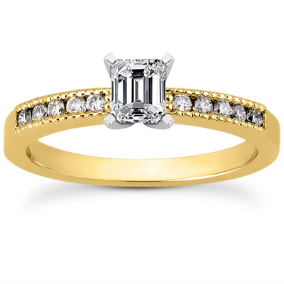 Mill Grained Channel Set Diamond Bridal Ring (0.15 t.c.w.) - view 10