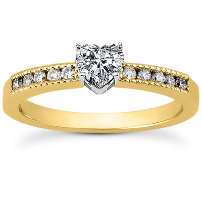 Mill Grained Channel Set Diamond Bridal Ring (0.15 t.c.w.) - view 9