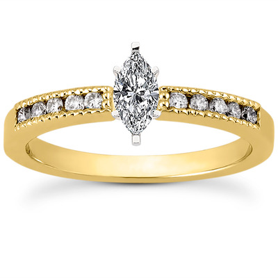 Mill Grained Channel Set Diamond Bridal Ring (0.15 t.c.w.) - view 8