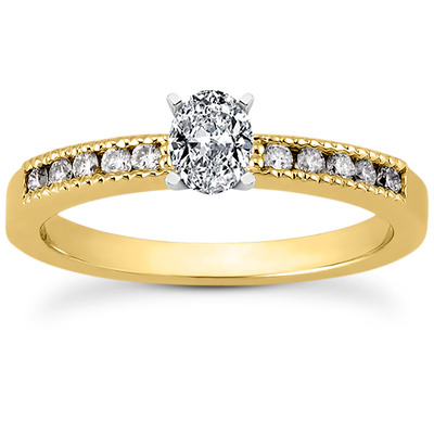 Mill Grained Channel Set Diamond Bridal Ring (0.15 t.c.w.) - view 7