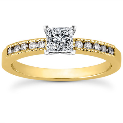 Mill Grained Channel Set Diamond Bridal Ring (0.15 t.c.w.) - view 5