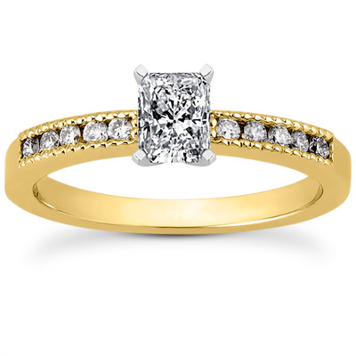 Mill Grained Channel Set Diamond Bridal Ring (0.15 t.c.w.) - view 4