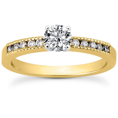 Mill Grained Channel Set Diamond Bridal Ring (0.15 t.c.w.) - view 3