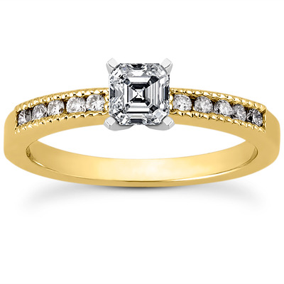 Mill Grained Channel Set Diamond Bridal Ring (0.15 t.c.w.) - view 2