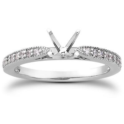 Classic Pave Set Cathedral With Mill Grained Edge Diamond Bridal Ring - view 23