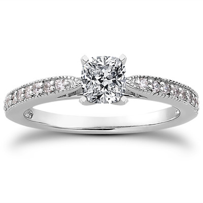 Classic Pave Set Cathedral With Mill Grained Edge Diamond Bridal Ring - view 22