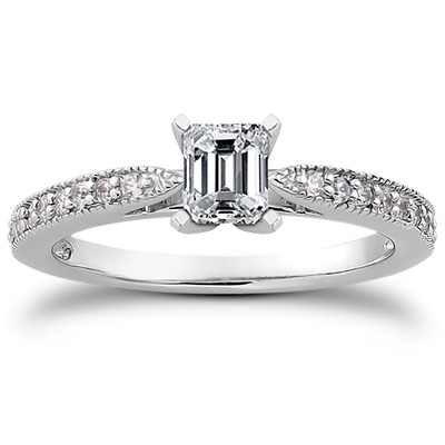 Classic Pave Set Cathedral With Mill Grained Edge Diamond Bridal Ring - view 21