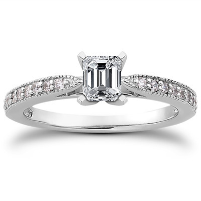 Classic Pave Set Cathedral With Mill Grained Edge Diamond Bridal Ring - view 21 of 28